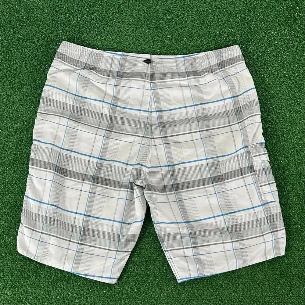 Retro O’Neill Surf Checker White Plaid AOP Board Shorts  Size 36